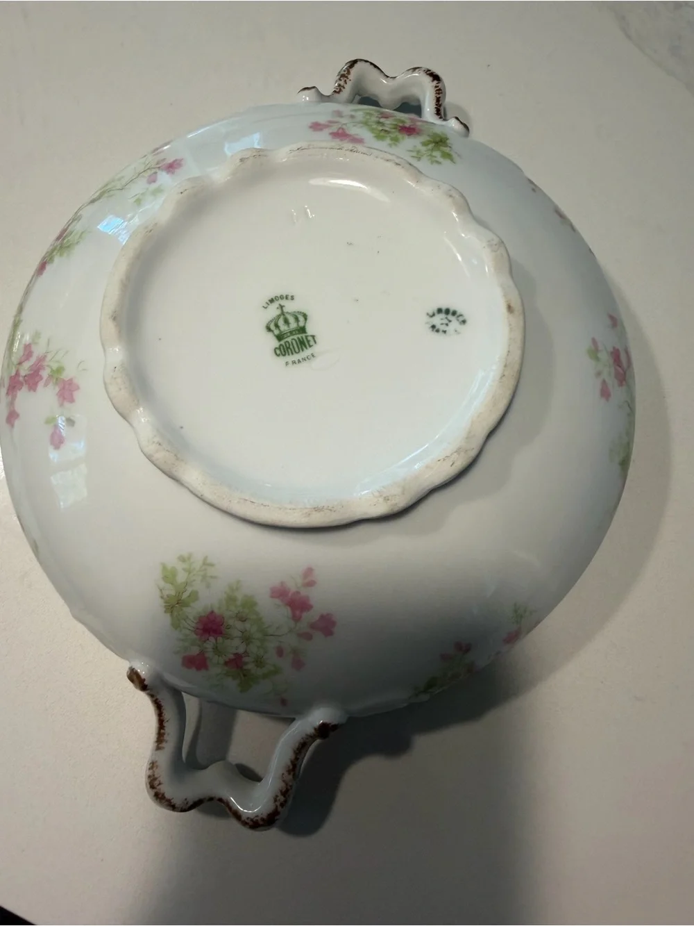 Vintage Coronet Limoges Covered Vegetable Serving Bowl Pink Floral Design Tureen